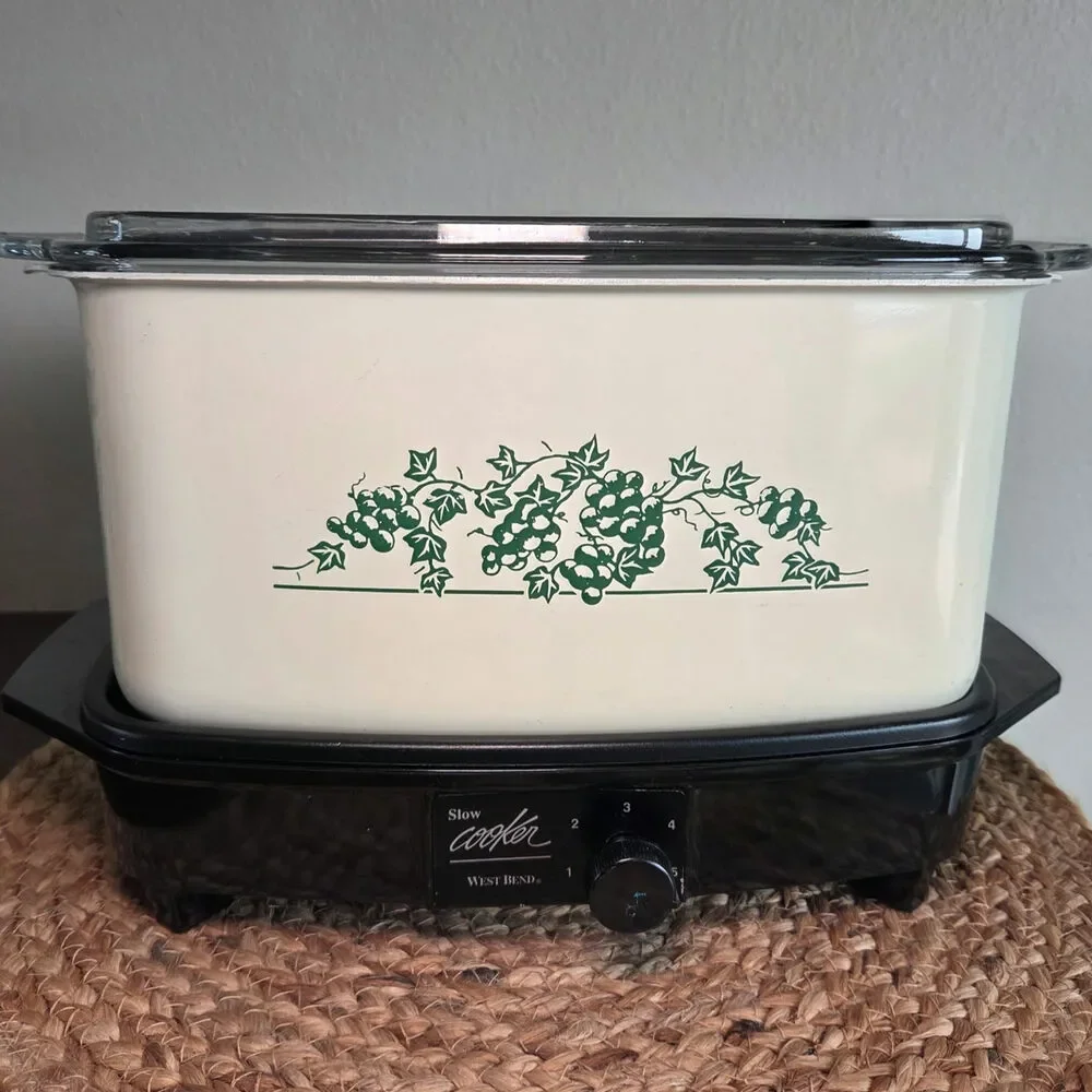 Vintage West Bend slow cooker crockpot griddle green grapes 6qt